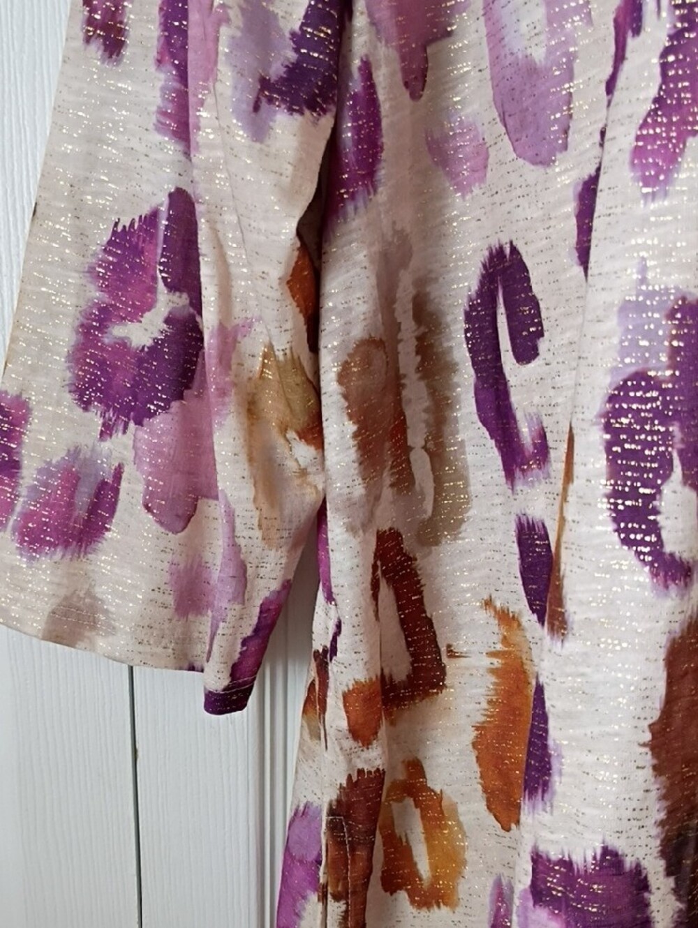 Alfred Dunner Purple & Brown Animal-Print Scoop Neck Top XL - Picture 3 of 9